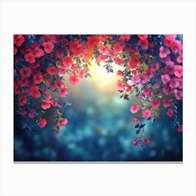 Elegant Colorful With Vibrant Flower Hanging Branches Illustration 2 Canvas Print