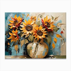 Sunflowers In A Vase Abstract 1 Canvas Print