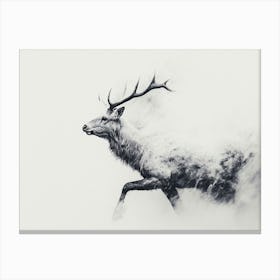 Stag Black and White Hunting Canvas Print