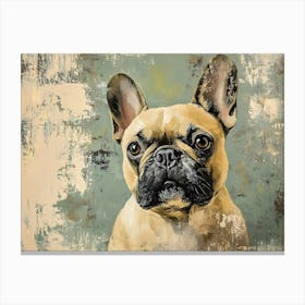 Minimal Frenchie With Green Background 3 Canvas Print