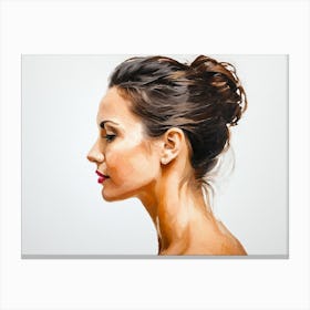 Side Profile Of Beautiful Woman Oil Painting 95 Canvas Print