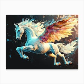 White Horse With Wings 2 Canvas Print