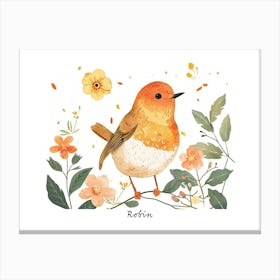 Little Floral Robin 2 Poster Canvas Print
