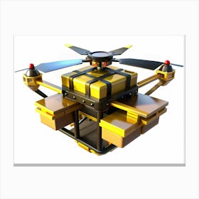 Golden Drone Carrying Packages Canvas Print