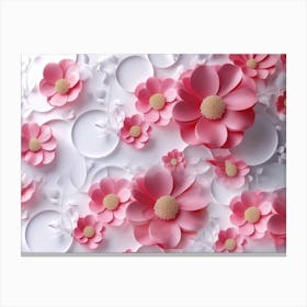 Pink Flowers On A White Background Canvas Print