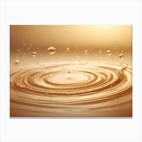 Ripples And Droplets Of Golden Liquid Create A Visually Appealing Abstract Background With A Sense Of Movement Canvas Print