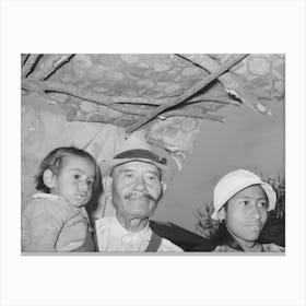 Mexican Father, Daughter And Grandchild In Shack Home, San Antonio, Texas By Russell Lee Canvas Print