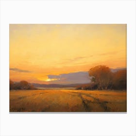 Sunset In The Field Canvas Print