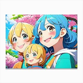 Happy Anime Family Canvas Print