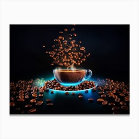 Coffee Cup With Coffee Beans 2 Canvas Print