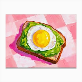 Avocado Egg On Toast Pink Checkerboard 1 Canvas Print
