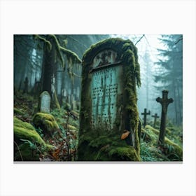 A Decaying Signboard At The Infamous Haunted Cemetery Letters Of The Signboard Are Weather Beaten A Canvas Print