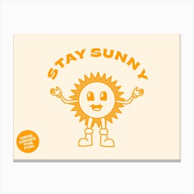 Stay Sunny Retro Cartoon Sunshine Canvas Print