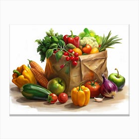 Fresh Vegetables In A Paper Bag 1 Canvas Print