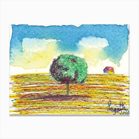 Tree In The Field Canvas Print