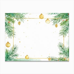 Watercolor Minimalism Approached Christmas Card Featuring Subtle Placement Of Twinkling Ornaments Gl Canvas Print