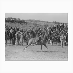 Untitled Photo, Possibly Related To Cowboys Driving Cows Down Rodeo Grounds, Bean Day, Wagon Mound 1 Canvas Print