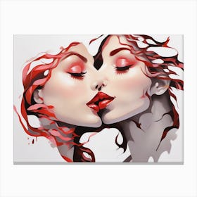 Kissing Women Canvas Print