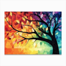 Vibrant 3d Tree Abstraction Colorful Leaves on Hanging Branches Canvas Print