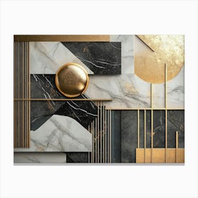 Gold And Black Marble Wall Art Canvas Print