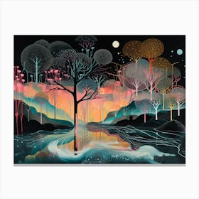 The Forest At Night Canvas Print