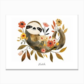 Little Floral Sloth 1 Poster Canvas Print