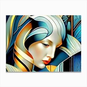 Art Deco Blue Woman Canvas Print