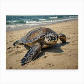Turtle On The Beach 1 Canvas Print