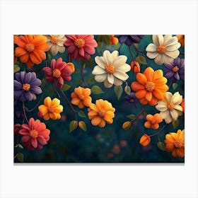 Colorful Flowers Wallpaper 1 Canvas Print