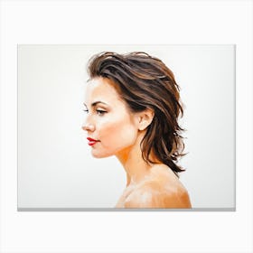 Side Profile Of Beautiful Woman Oil Painting 33 Canvas Print