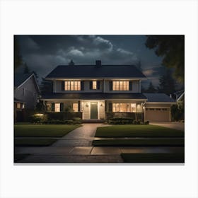 House At Night Canvas Print