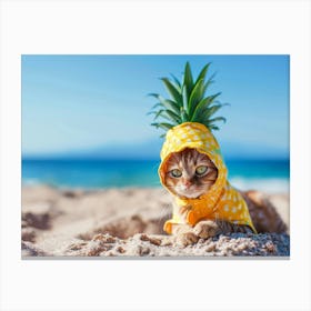 Cat In Pineapple Costume Canvas Print