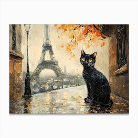 Black Cat In Paris 8 Canvas Print