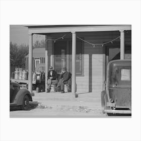 Untitled Photo, Possibly Related To Men Sitting In Front Of Hotel In The Early Morning, Little Fork, Minnesota By Canvas Print