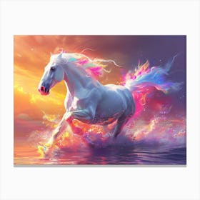 Horse Running In The Water Canvas Print