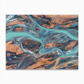 Aerial Snow Melt Rivers Canvas Print