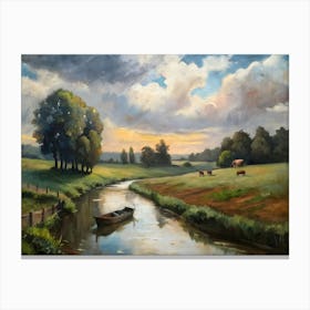 River In The Countryside Canvas Print