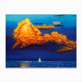 A Boat, A Sea And Clouds Canvas Print