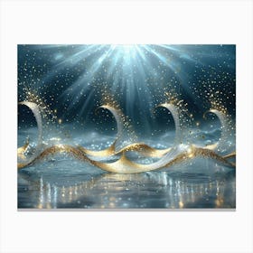 Sparkling golden waves in the sea 8 Canvas Print