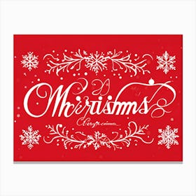 Calligraphic Christmas Greeting Card Featuring Ornate Cursive Script With Hand Drawn Lettering Of (3) Canvas Print