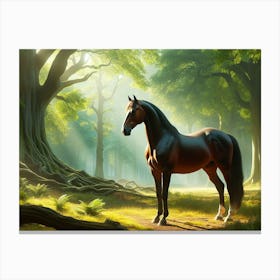 Horse In The Forest Canvas Print