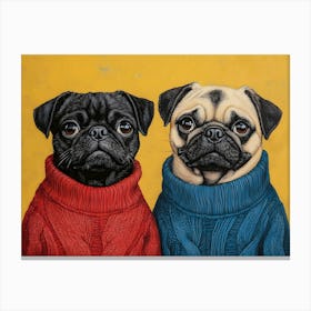 Pugs In Sweaters 5 Canvas Print