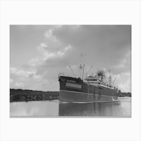 Freighter Outbound From The Port Of Houston, Houston, Texas, She Is Riding High Because She Will Load Most Of Her Canvas Print