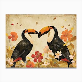 Floral Animal Illustration Toucan 3 Canvas Print