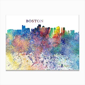 Boston Massachusetts Skyline Splash Canvas Print
