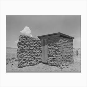Adobe Privy With Windbreak, Old Walking X Ranch Place Near Marfa, Texas By Russell Lee Canvas Print