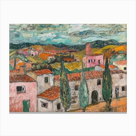 Village Whispers Painting Inspired By Paul Cezanne Canvas Print