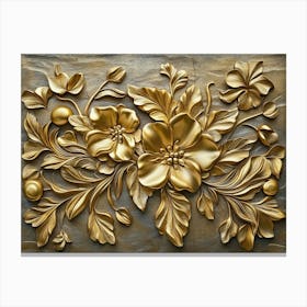 Gold Floral Painting Canvas Print