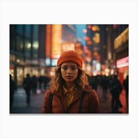 Portrait Of A Woman In A City Canvas Print