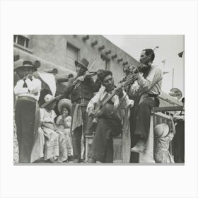 Spanish American Musicians At Fiesta, Taos, New Mexico By Russell Lee Canvas Print